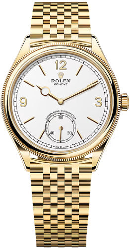 Rolex 1908 39mm Yellow Gold Intense White Dial Divided Bezel Settimo Bracelet - 52508 - 2025